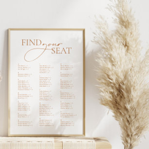 Minimalistische moderne alphabetische Sitzordnung Poster