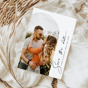 Minimalistische moderne Arch-Foto-Save-the-Date-Ei Einladung