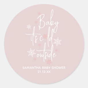 Minimalistische, moderne Baby Girl Dusche Runder Aufkleber