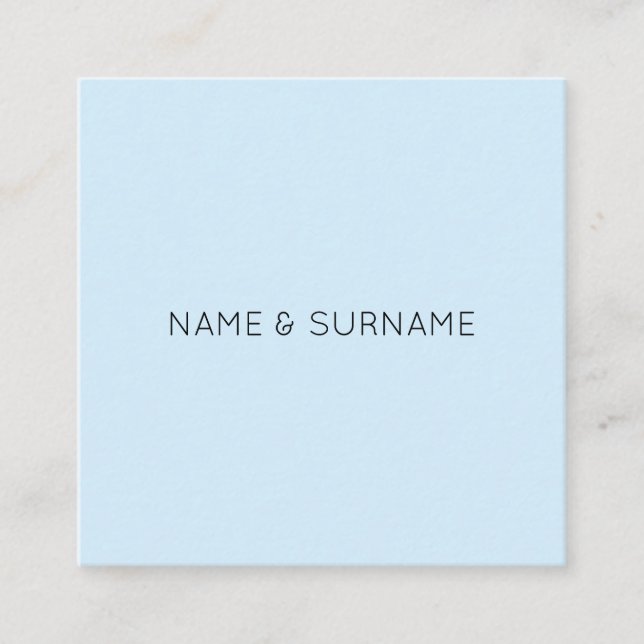 Minimalistische moderne BabyBlue quadratische Quadratische Visitenkarte (Vorderseite)