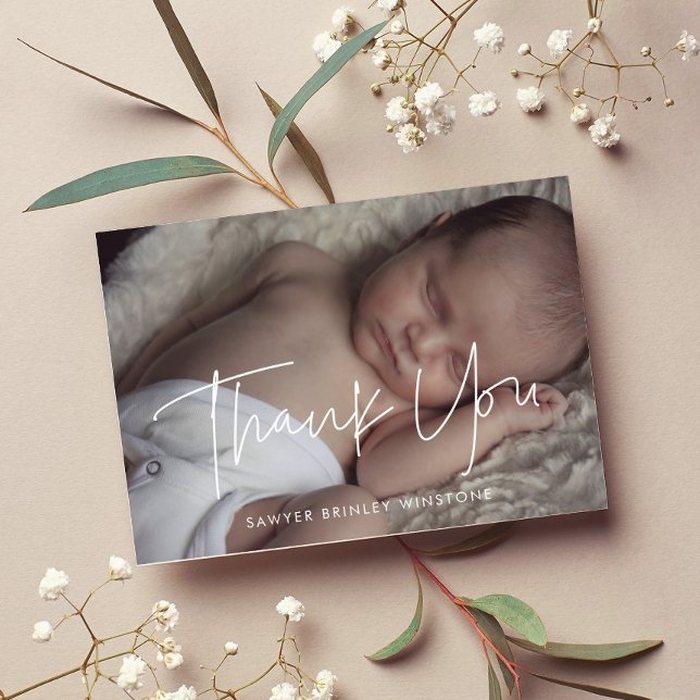 Minimalistische moderne Babydusche danke Karte (Von Creator hochgeladen)