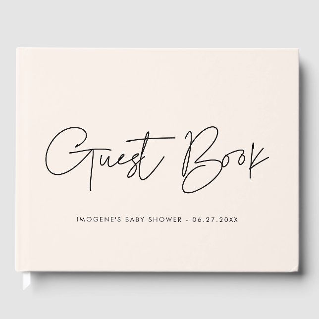 Minimalistische moderne Babydusche Gästebuch (Vorderseite)