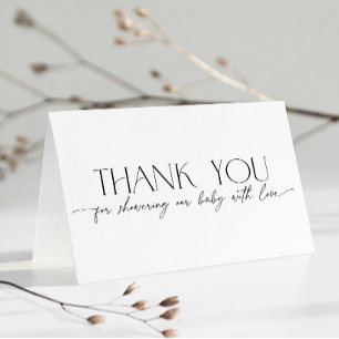 Minimalistische moderne Babyparty Beige Dankeschön Dankeskarte