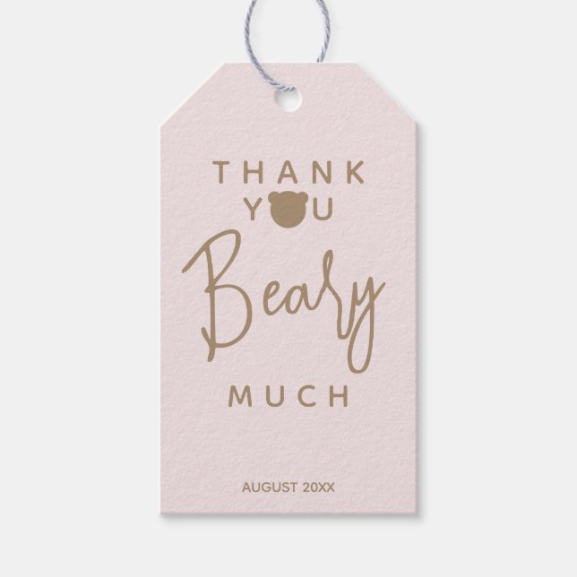 Minimalistische moderne Bärendusche Danke Geschenkanhänger (Vorderseite)