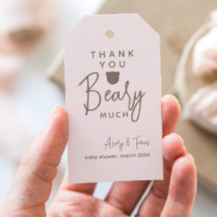 Minimalistische moderne Bärendusche Danke Geschenkanhänger