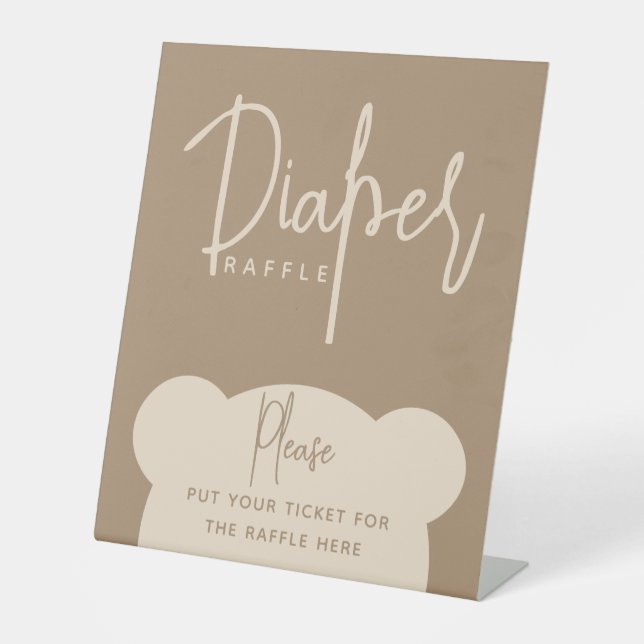 Minimalistische moderne Bear Baby Dusche Sockelschild (Vorderseite)