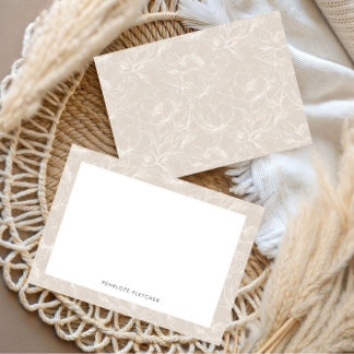 Minimalistische moderne beige Rand Botanische Lini Mitteilungskarte