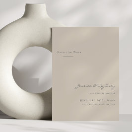 Minimalistische moderne Beige Taupe Skripte Save t The Date
