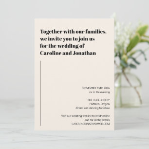 Minimalistische moderne Black Ivory Simple Wedding Einladung