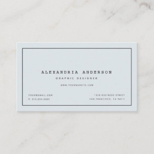 Minimalistische, moderne, blass blaue Visitenkarte