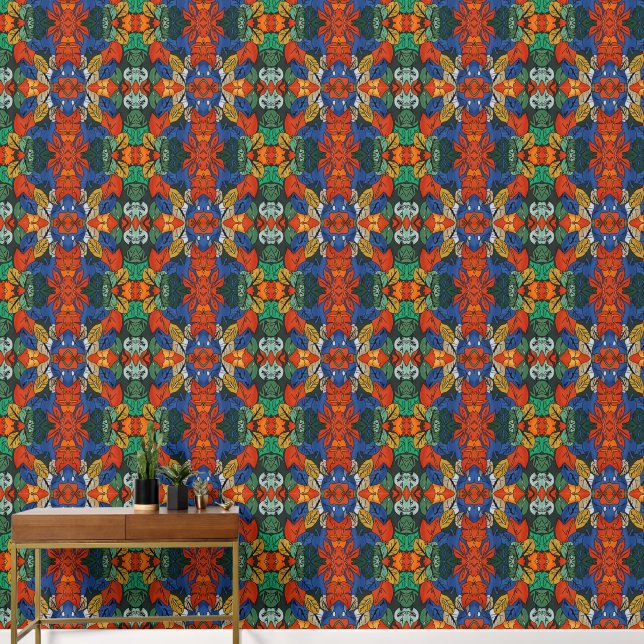 Minimalistische moderne Blätter | Bunt Tapete (Korridor)