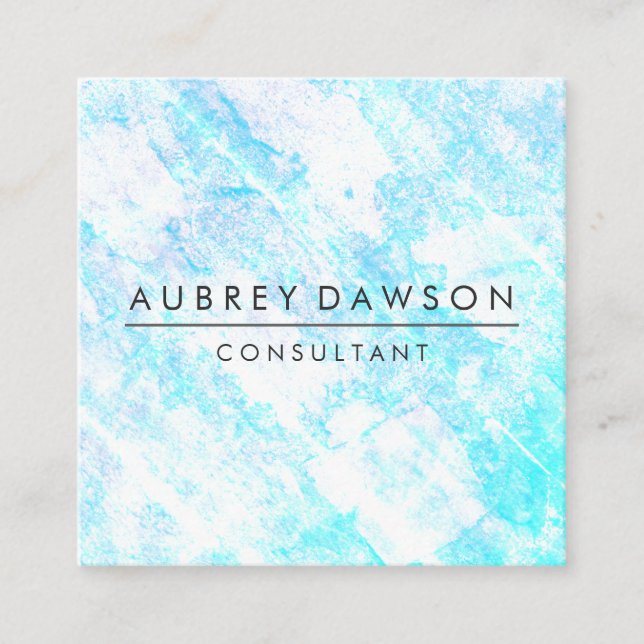 Minimalistische moderne blaue Grunge Textur Quadratische Visitenkarte (Vorderseite)