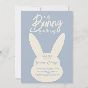 Minimalistische moderne blaue Hase-Baby-Party für  Einladung