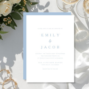 Minimalistische moderne blaue Hochzeit Einladung