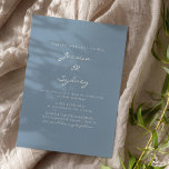 Minimalistische, moderne, blaue Script-Hochzeit Einladung<br><div class="desc">Minimalistische,  moderne,  blaue Script-Einladung</div>