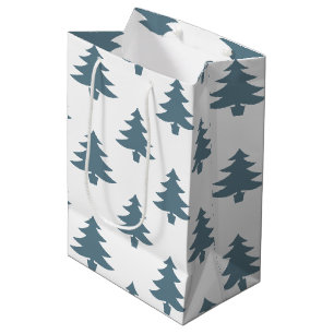 Minimalistische moderne, blaue Weihnachtsbäume Mittlere Geschenktüte