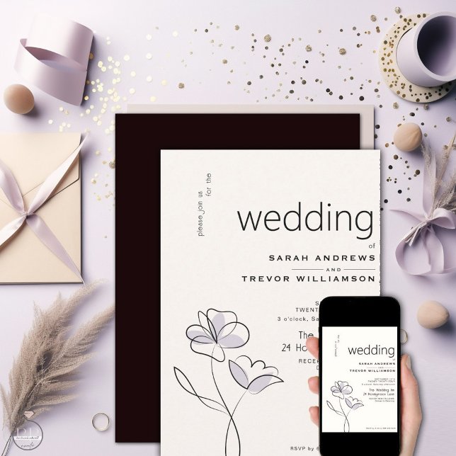 Minimalistische, moderne Blumenstaubplatte Einladung (Von Creator hochgeladen)