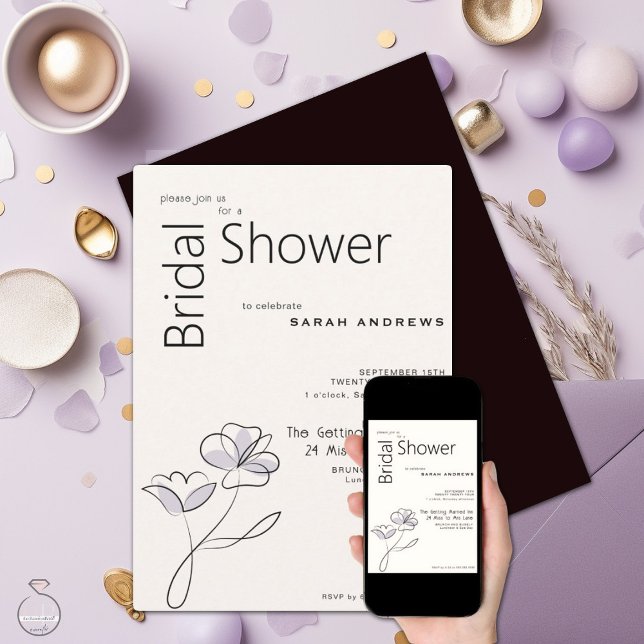 Minimalistische, moderne Blumenstaubplatte Einladung (Von Creator hochgeladen)