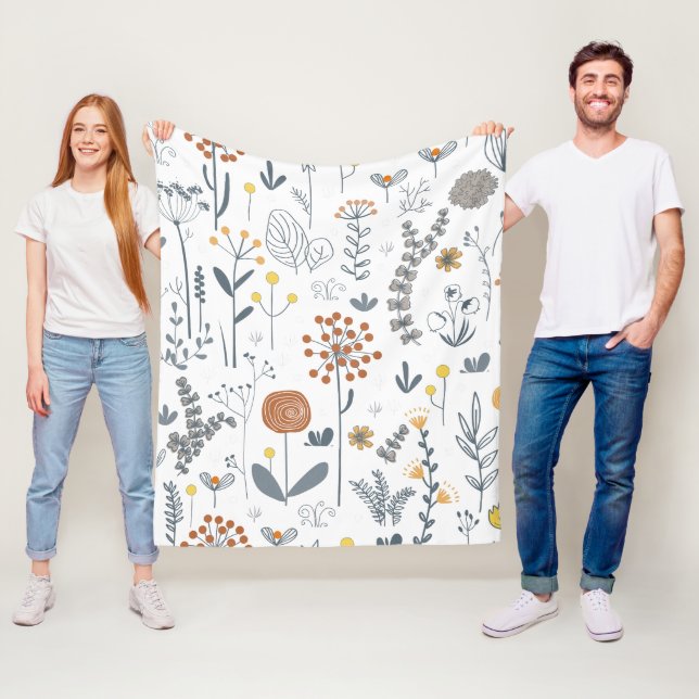 Minimalistische moderne Blumenumrandung Fleecedecke (Beispiel)