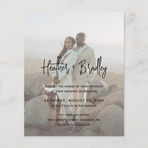 Minimalistische moderne Budget-Hochzeitseinladung