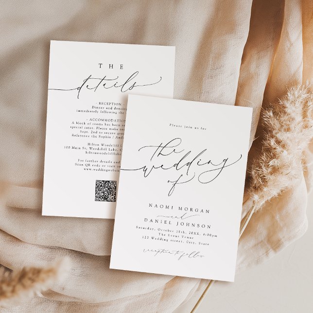 Minimalistische Moderne Chic Script Elegante Hochz Einladung (Minimalist Modern Chic Script Elegant Wedding Invitation)