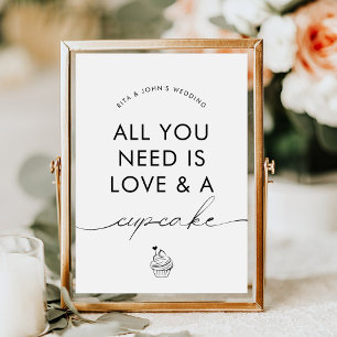 Minimalistische moderne Dessert-Cupcake-Hochzeitst Poster