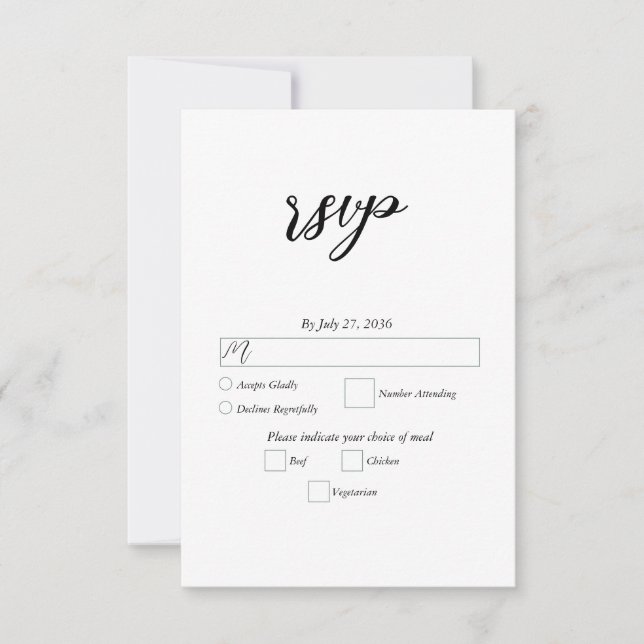 Minimalistische moderne Einfache Hochzeit RSVP Karte (Vorderseite)