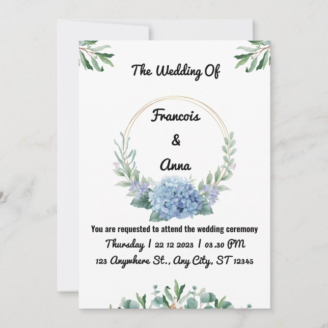 Minimalistische, moderne Einladungen für Hochzeite (Vorderseite)