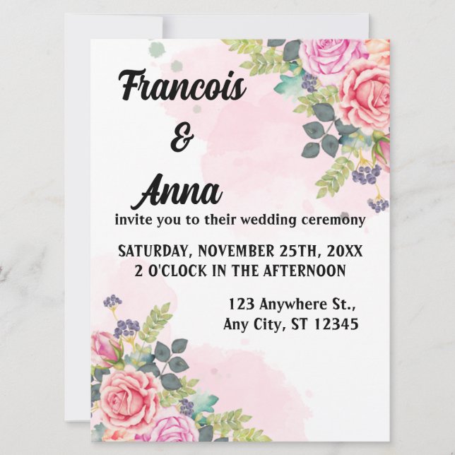 Minimalistische, moderne Einladungen für Hochzeite (Vorderseite)