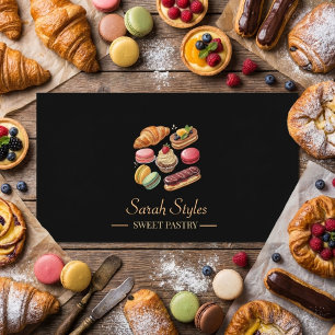 Minimalistische moderne Elegant Dark Gold Bäckerei Visitenkarte