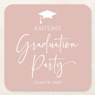 Minimalistische Moderne Elegante Graduierungsparty Rechteckiger Pappuntersetzer