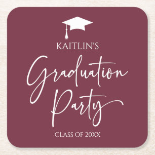 Minimalistische Moderne Elegante Graduierungsparty Rechteckiger Pappuntersetzer