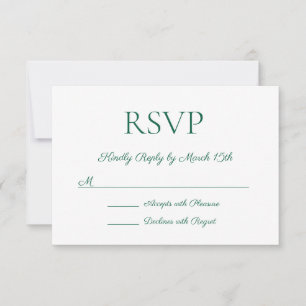 Minimalistische moderne elegante Jägergrüne Hochze RSVP Karte