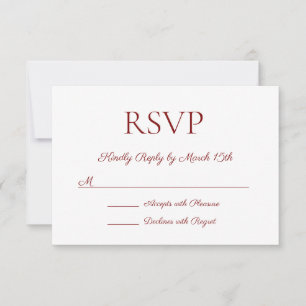 Minimalistische moderne elegante tiefe rote Hochze RSVP Karte