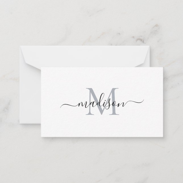 Minimalistische, moderne Feminine Monogram Script Mitteilungskarte (Rückseite)