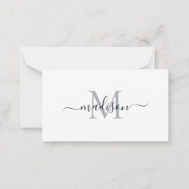Minimalistische, moderne Feminine Monogram Script Mitteilungskarte