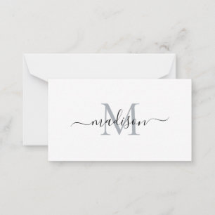 Minimalistische, moderne Feminine Monogram Script Mitteilungskarte