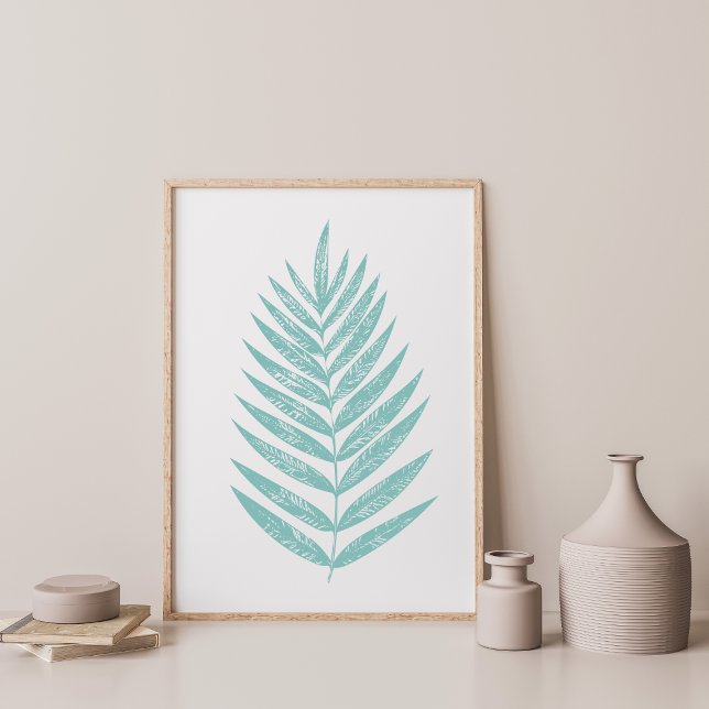Minimalistische moderne Fern Leaf Line Kunst im Aq Poster (Von Creator hochgeladen)