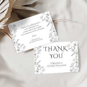 Minimalistische moderne florale elegante Hochzeit Dankeskarte