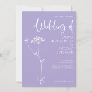 Minimalistische moderne florale Lavendel-Veilchen- Einladung