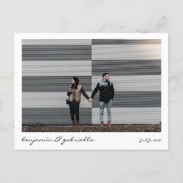 Minimalistische moderne Foto-Hochzeit Ankündigungspostkarte