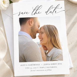 Minimalistische moderne Foto-Hochzeit elegant und Save The Date