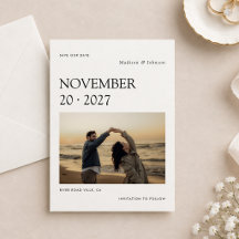 Minimalistische moderne Foto-Hochzeit Save The Dat