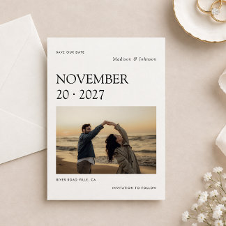 Minimalistische moderne Foto-Hochzeit Save The Dat Date
