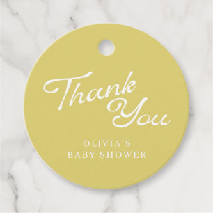 Minimalistische moderne gelbe Retro-Schrift Baby-P Geschenkanhänger