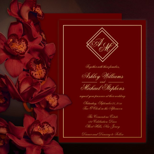 Minimalistische moderne geometrische Monogramm-Hoc Folieneinladung (Von Creator hochgeladen)