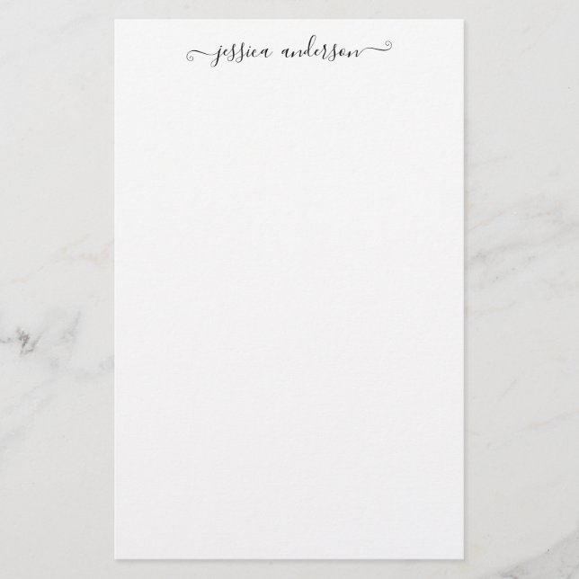 Minimalistische moderne Girly Black Script-Kalligr Briefpapier (Vorderseite)