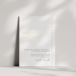 Minimalistische moderne goldene QR-Code-Hochzeit Folieneinladung
