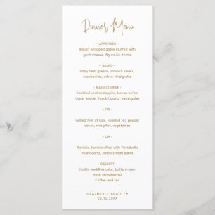 Minimalistische moderne Goldhochzeit Menükarte