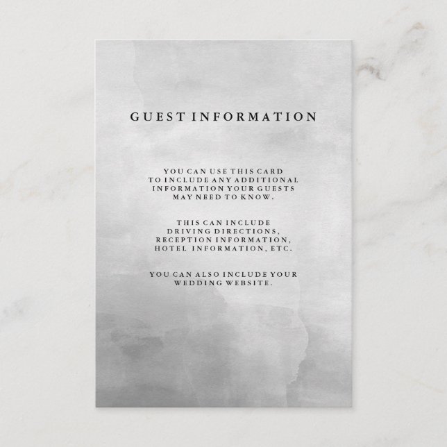 Minimalistische, moderne Graufarben Gastdetails Begleitkarte (Vorderseite)